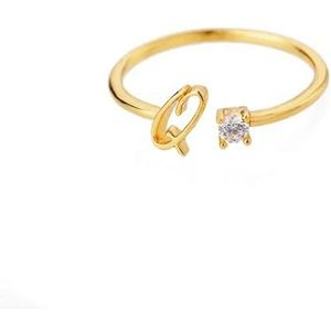 AZ Initiaal Ringen voor Vrouwen Open Verstelbare Roestvrij Staal Trouwring Trend Gouden Kleur Paar Sieraden Accessoires -7-Q-Rose goud kleur