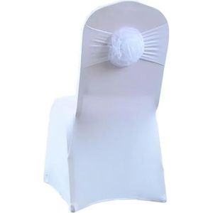 Elastisch Grenadi Lint Strik Bloem Stoel Knoop Cover Rugsjerpen for Hotel Banket Bruiloft Evenement Decoratie(White)