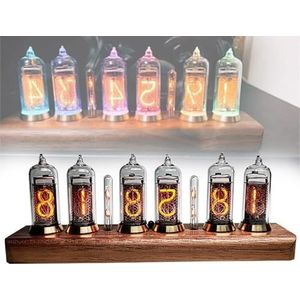 Retro Nixie Tube Clock, Creative LED Light Tube Clock with Bluetooth Control and Adjustable Brightness, Table Ornaments Gifts