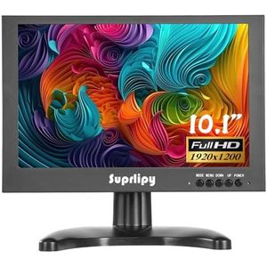 Mini HDMI-monitor 10,1 inch 1920 x 1200 16:10 IPS metalen behuizing kleur-LCD-display met HDMI/VGA/AV/BNC hoofdtelefooningang ingebouwde dubbele luidspreker