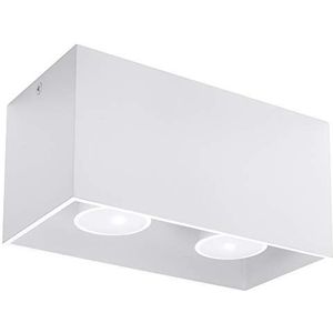 SOLLUX LIGHTING Quad Maxi Plafondlamp | Modern design met rechthoekig scherm | Gemaakt van aluminium met vervangbare GU10-lamp, 2 x 40 W | Wit, 20 x 10 x 10 cm