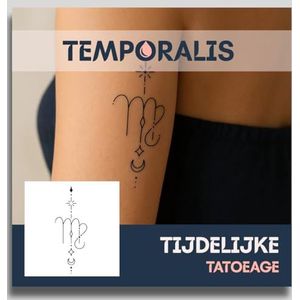 Astrologie tattoo – Temporalis® | Tijdelijke tatoeages voor vrouwen & mannen – Nep tattoo vegan & waterbestendig – EU-cosmetica – Blijft 1-2 weken [ Tatoeage Maagd – S-Long ]