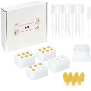 ICIMBI Herbruikbare zetpil mallen kit, 2ML, siliconen zetpil mallen | Kit bevat 4 zetpil mal tray's, 10 vloeibare druppelaars