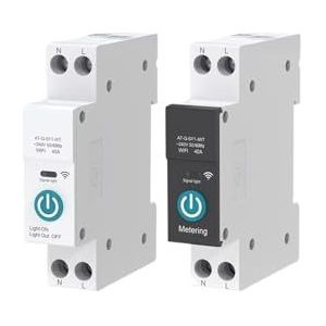 1 STKS WIFI DIN rail intelligente tijd vermogensschakelaar 1P 240V 40A met metering huis draadloze afstandsbediening APP besturing (kleur: 16A, maat: wit geen metering)