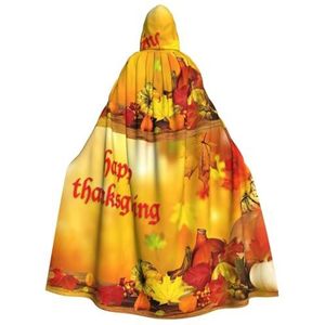 Womens Mens volledige lengte carnaval cape met capuchon cosplay kostuums mantel, 190 cm Happy Thanksgiving
