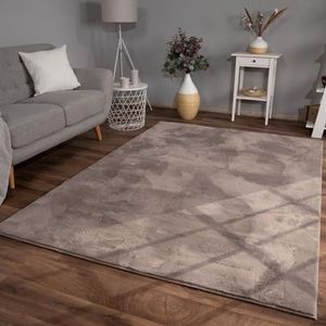 Hoogpolig Tapjit Shaggy Woonkamer Modern Effen Kleur Fluffy, Kleur: Beige Taupe, Maat:160x230 cm