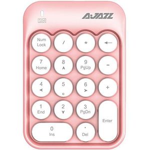 FELiCON Draadloos numeriek toetsenbord, 2,4 GHz draagbaar mini-nummerblok met schattige kleurgevecht, retro ronde sleutel en USB-ontvanger, 18 toetsen, financiële boekhouding, numeriek toetsenbord