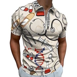 Poloshirt voor medische instrumenten voor mannen, casual T-shirts met ritssluiting en kraag, golftops, slim fit