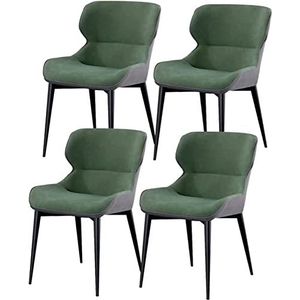 GEIRONV Keuken eetkamerstoelen set van 4, moderne waterdichte lederen zijstoelen woonkamer lounge tegenstoelen met koolstofstalen frame Eetstoelen (Color : Dark Green, Size : 84 * 51 * 40cm)