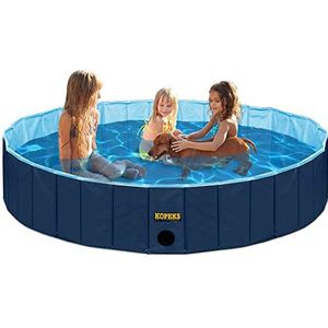 KOPEKS Opvouwbaar en mobiel zwembad pierenbadje hondenzwembad 160 x 30 cm, extra groot XL - XXL - donkerblauw en lichtblauw