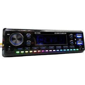 1 Din autoradio Bluetooth 5.0 MP3-speler, muzieksynchronisatie LED-verlichting, app-bediening USB TF AUX, FM-stereosysteem hoofdeenheid HE1006
