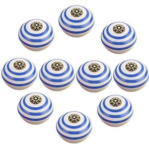 Keramische Knoppen Vintage Kastknoppen, 10 stuks ronde meubelgrepen keramische kastknoppen en handgrepen deurkast lade keuken handgrepen - grijs(Color:White)