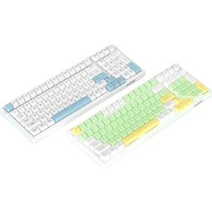 QPSJXN Mechanisch gamingtoetsenbord, draadloos, met RGB, 100, hot-swappable Bluetooth 5.0 en 2,4 g, USB, voor pc, gamer, desktop (wit)