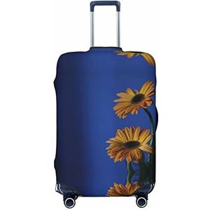KOOLR Gele Bloemen Afdrukken Koffer Cover Elastische Wasbare Bagage Cover Koffer Protector Voor Reizen, Werk (45-32 Inch Bagage), Zwart, Medium