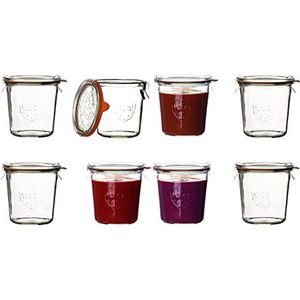 Weck 6 weckpotten van 500 ml met deksel, rubberen ringen en klemmen