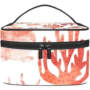 Koraal make-up organizer tas, reismake-up tas organizer case draagbare cosmetische tas voor vrouwen en meisjes toiletartikelen, Meerkleurig, 22.5x15x13.8cm/8.9x5.9x5.4in