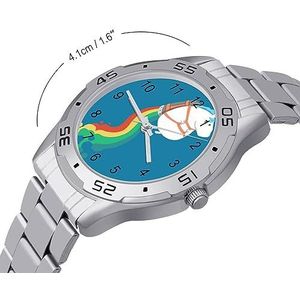 Ruimte Eenhoorn Patroon Mannen Polshorloge Mode Sport Horloge Zakelijke Horloges met Roestvrij Stalen Armband, Stijl, regular