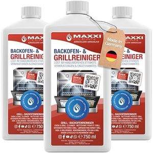 MAXXI CLEAN | Extra sterke oven- en grillreiniger | 3x 750 ml gelpasta | zelfwerkende reiniger en ontvetter | voor kookplaat en grill | lost aangekoekte resten op zonder verwarming en geuren