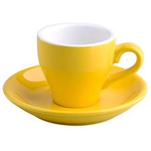 LSYHHXC Kop en schotel set gekleurde dikke keramische espresso kopjes schotel set cafe huishouden caffe latte expresso sterke koffiemokken lade groothandel 557 (kleur: geel)