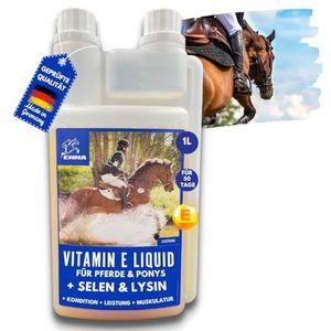 EMMA® Vitamine E Selenium Lysine voor paarden I Mineraalvoederpaarden I Spieropbouwpaard I Booster Energie I Voer voor senioren I Paardenvoer 1 L