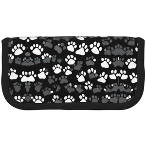 gopoo Zwart en wit Paw Print Leuke Canvas Potlood Pouch - Georganiseerde Opslag voor Reizen & Dagelijks Gebruik Etui, Make-up Pouch