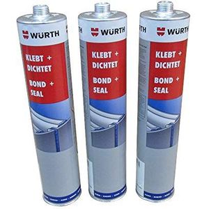 Wurth Bond & Seal sikaflex Flexibele PU Lijm en Sealant in Zwart Grijs en Wit 3 Pack 300ml auto Thuis -Gratis levering