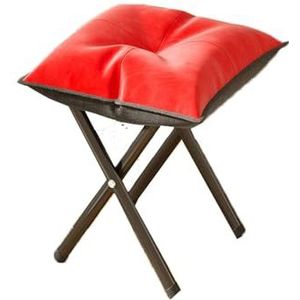 Voetenbank Draagbare opvouwbare voetkruk Ingangsschoenwisselkruk Kleine opvouwbare lage kruk for slaapkamer, creatieve thuiskruk Comfortabel(Leather Red)