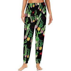 Cacti Cactus Love Damespyjama, loungebroek, elastische tailleband, nachtkleding, broekje, print