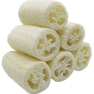 VOARGE 6 Stuks Premium Kwaliteit Natuurlijke Luffa-Spons, Spa-Scrubber, Body Wash Spons Voor Dode Huid Verwijdering, Keuken Reinigingsmiddel Voor Huishouden, Ca. 10 Cm