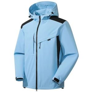 Pegsmio Heren lente en herfst outdoor sport jas met capuchon regenstorm bergbeklimmen pak winddicht overall top, Hemelsblauw, L