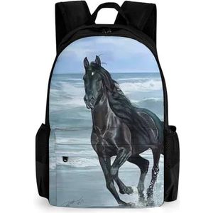 Wild Animal Horse (1) 16 Inch Laptop Rugzak Grote Capaciteit Dagrugzak Reizen Schoudertas voor Mannen & Vrouwen