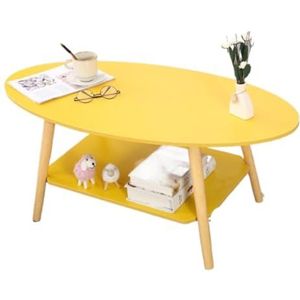 Moderne Woonkamertafel Nordic Eenvoudig Klein Appartement Woonkamer Salontafel Eenvoudige Tafel Bank Zijhoek Creatieve Dubbele Laag Koffietafel(Yellow)