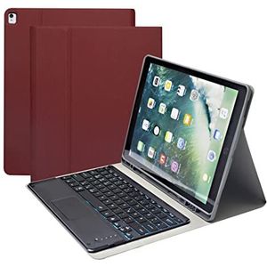HaoHZ Toetsenbordhoes voor iPad Pro 12.9 2015/2017 (1e/2e generatie), Engelse en Duitse lay-out, 7-kleurig toetsenbord met achtergrondverlichting en touchpad, PU-leren hoes met penhouder, rood