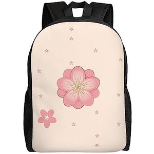 Vlindervormige bloem unisex lichtgewicht schooltassen, rugzakken voor heren en dames, casual dag- en reistassen. Schoudertas, Kleine roze kersenbloesems, Eén maat