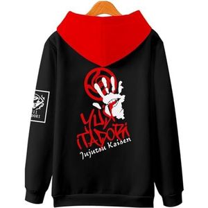 Lkmieos JJK Cosplay Hoodie Satoru Pullover Hoodie Anime Sweatshirt 3D Novelty Unisex Hooded, Rood, M