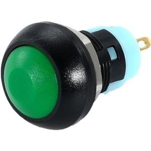 6 stuks mini ronde drukknopschakelaars PBS-33A zelfvergrendeling/33B met auto-reset, 2-pins 12 mm, 3A 250 VAC/1A 125 V AC, elektrische uitrusting (PBS-33A groen)