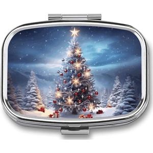 Leuke Pil Organizer Kerstbomen Gedrukt Draagbare Reizen Pillendoos Mini Pillendoos Kan Buiten worden gebruikt