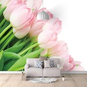 Woonkamer Achtergrond Muurschildering Roze Bloemen Bloemen Landschap Slaapkamer Bank Tv Behang-150Cm×105Cm