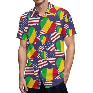 Mali Amerikaanse vlag heren shirts met korte mouwen casual button down shirts zomer tops met zak