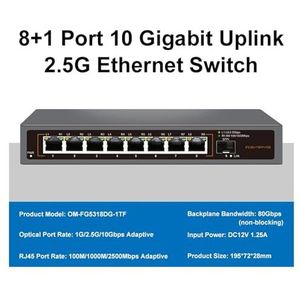 8 RJ45-poorten 2,5 Gb Ethernet-switch 2,5 GBASE-T-netwerkswitch 10 Gigabit Uitgebreide compatibiliteit(S107-91TS)