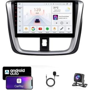 9 Inch Autoradio Compatibel voor Toyota yaris L 2016-2018 met GPS Navigatie CarPlay Android Auto Acht-Core 4G Bluetooth WiFi MirrorLink Stuurwiel Afstandsbediening(T2 4 Core Wifi 2G+32G)