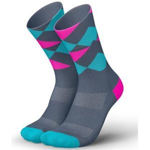 INCYLENCE Hardloopsokken voor dames en heren met lichte compressie, 1 paar, peaks cochero cyaan, 43-46 EU