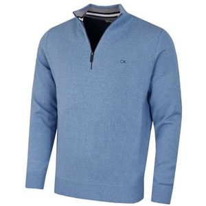 Calvin Klein - Golf - Heren Trui - Sky Marl - Katoen/Acryl - Halve Ritssluiting