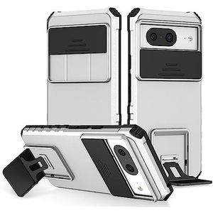 Case Cover, Siliconen Kickstand Case Compatibel Compatibel met Google Pixel 8,[3 Stand Ways] Verticale en Horizontale Stand Case,Full body Hard Slim Protective Phone Case (Color : Beyaz)