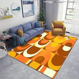 Modern gebied tapijt, oranje retro industriële jaren 70 patroon tapijten, gebruikt for slaapkamer nachtkastje woonkamer vloer vloer indoor / 63x48inch