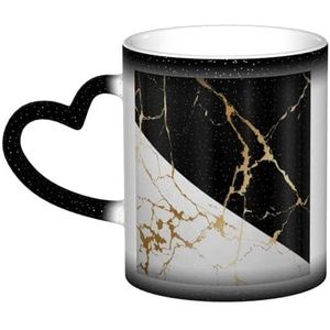 Luxe Goud Marmer Abstract Zwart en Wit, Keramiek Mok Warmtegevoelige Kleur Veranderende Mok in de Hemel Koffie Mokken Keramische Cup 330ml