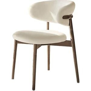 Meal Chairs Moderne eetkamerstoelen met rugleuning, gestoffeerde Faxu lederen zitting, houten poten, bijzetstoelen for keuken/eetkamer/woonkamer/slaapkamer, 1 STKS, gebroken wit(Walnut Wood Legs)