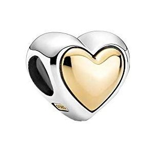 Charm Pandora 799415C00 corazón cúpula dorada, 10 mm, Sterling zilver, Geen edelsteen
