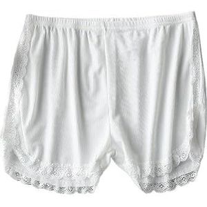 Ijszijde broeken, katoenen broeken, naadloze damesbroeken, kant for veiligheidsbroeken, zomer dames for veiligheidsbroeken (Color : White)