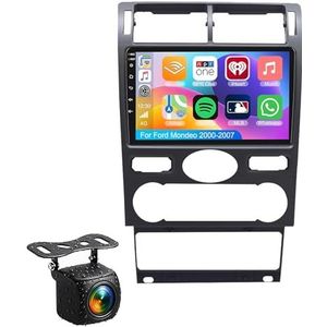 Android 14.0 2 Din Autoradio 9"" Touchscreen Auto Stereo voor Ford Mondeo 2000-2007 met Draadloze Carplay Android Auto GPS navigatie AHD Omgekeerd beeld Stuurwielbediening(S-4(4G+64G))